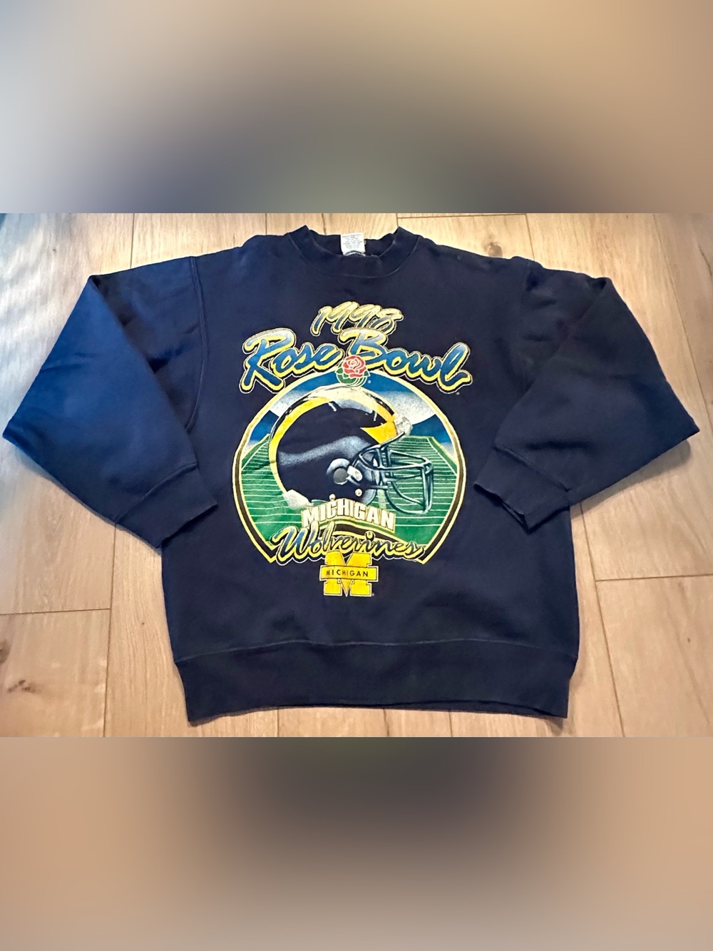 Vintage 90s 1998 Michigan Wolverines Rose Bowl Starter Sweatshirt Made USA M